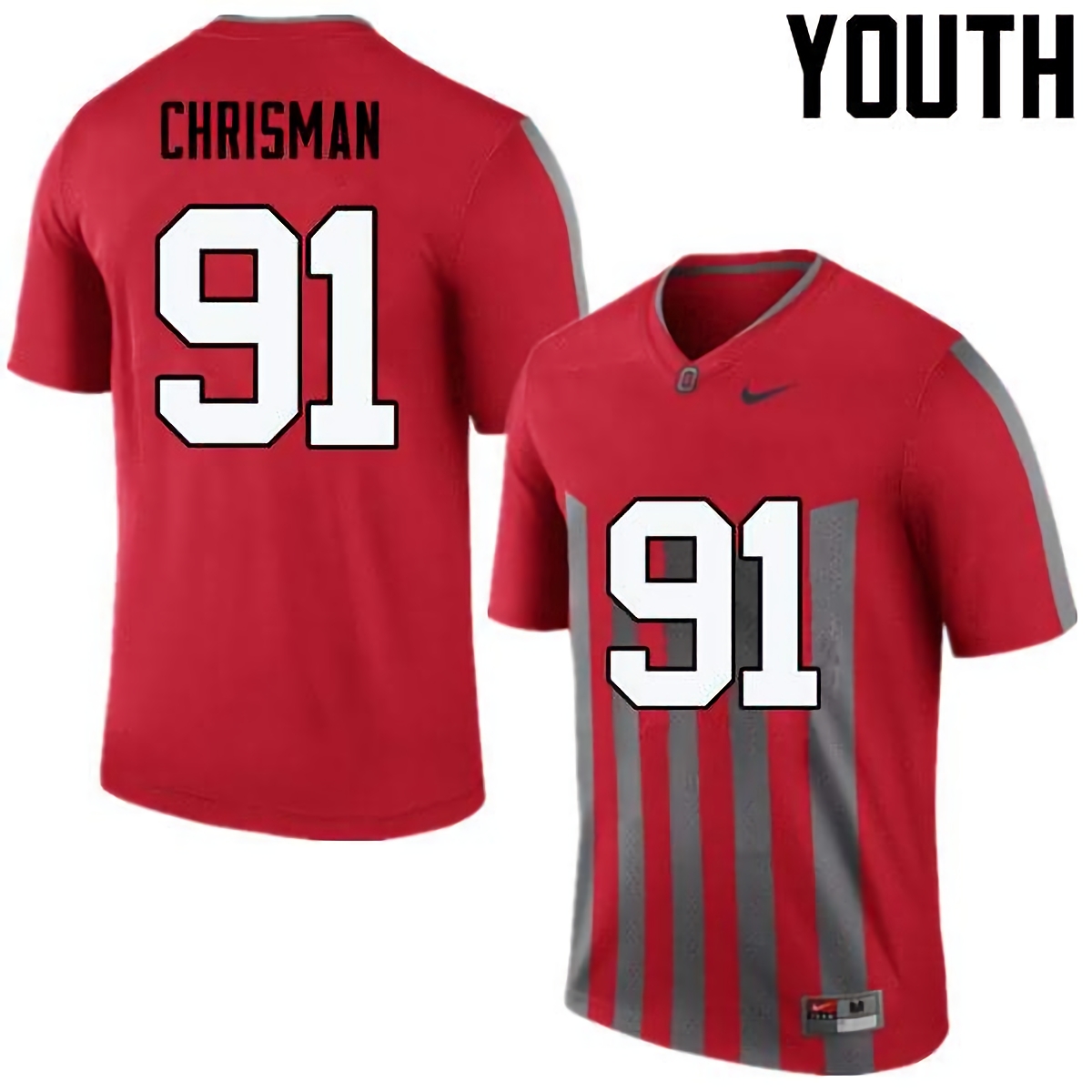 Drue Chrisman Ohio State Buckeyes Youth NCAA #91 Nike Throwback Red College Stitched Football Jersey EOK1756PJ